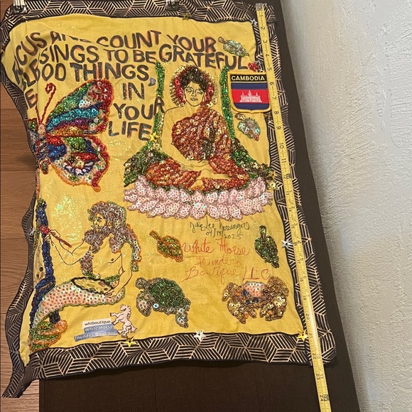 (0352) Handcrafted Buddha Colorful Sequin Wall Hanging Decor “ 20 X 22 - Picture 3 of 9